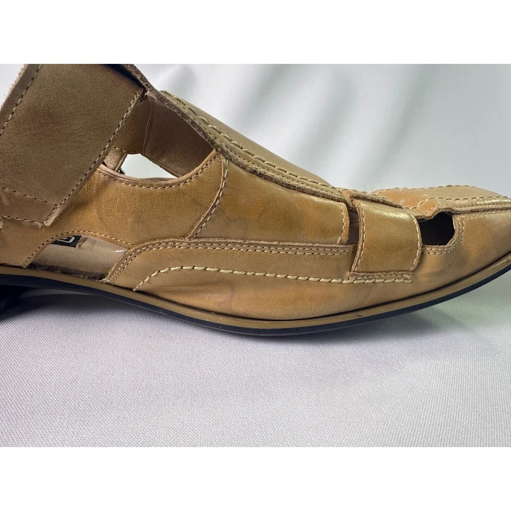 STACY‎ ADAMS Men's 10.5 M Tan Leather Fisherman Buckle Sandals 24658